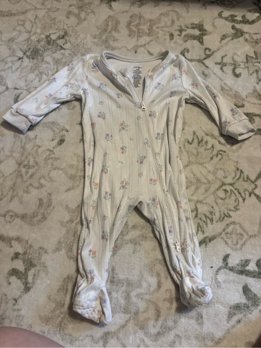 George White Floral Footed Zip One-Piece